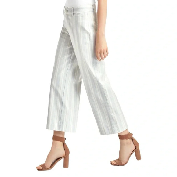 GAP Pants - GAP Wide-leg Crop High Rise Chinos Blue and White Stripe